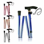 Walking Stick Adjustable & Folding Hiking Camping Cane with T Handle Nonslip Base Comfortable Grip Collapsible Walking Stick Mobility Extendable Stick for Men Women Senior Walking Accessory (1pc)