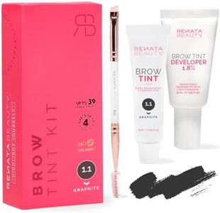 Renata Beauty Brow Tint Kit – Eyebrow Tint Set – Dye Kit with Color Tint, Cream Developer and Styling Brush – Long-Lasting Effect Up to 4 Weeks – 30 Applications [Graphite]