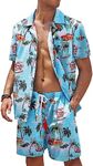 COOFANDY Mens Christmas Shirt Santa Snowman Button Down Shirts and Shorts Party Outfits