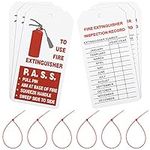 Fire Extinguisher Tags with Adjustable Wire Ties Fire Extinguisher Recharge and Inspection Record for Indoor Outdoor Fire Extinguishers, 4.2 x 2.1 Inch (50 Sets)