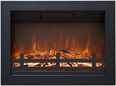 Rodalflame 23.7W x 17.24H inch (Florence 23) Electric Fireplace Insert with Remote Control, 750/1500w, 4 Adjustable Brightness Flames, Overheat Protection, Black