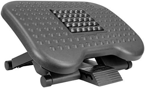 Mount-It! Ergonomic Footrest with Massaging Rollers Adjustable Angle and Height Office Foot Rest Stool for Under Desk Support, 18 X 13 in, 3-Level Height Adjustment, Black