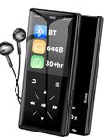 64GB Bluetooth MP3 Player - Portable HiFi Mp3 Player with Built-in Speaker, 2.4" Screen MP3 Music Player with Voice Recorder, FM Radio, Touch Buttons,Support up to 256GB SD Card