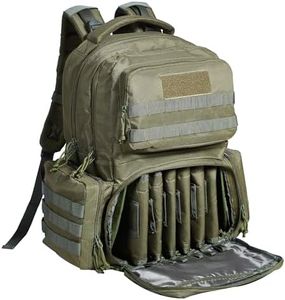 VEVOR Pistolentasche, Gewehrtasche Pistolentaschen für 6 Pistolen, Pistolenrucksack mit 6 unabhängigen Pistolentaschen & 10 Magazinen, Pistolenrucksack für Outdoor-Jagd, Abschließbar, Grün