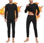 SIMIYA Men's Thermal Underwear Set Base Layer Long Sleeve Top Ultra Soft Long Johns Fleece Thermals Leggings for Winter Workout(2pcs Black,L)