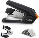 Deli Effortless Desktop Stapler, 40 Sheet Capacity, One Finger Touch Stapling, Easy to Load Ergonomic Heavy Duty Stapler, Includes 1500 Staples and Staple Remover