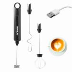 BlendLife Electric Milk Frother Handheld, USB Rechargeable Drink Mixer, Detachable Milk Frother 3 Speeds Adjustable Foam Maker with 3 Whisks for Coffee, Lattes, Matcha, Hot Chocolate 1-Year Warranty