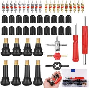 Omsscun 74 Pcs Herramientas de Las Válvulas de Los Neumáticos, Llave obus Valvula Presta,Extractor Valvulas Neumaticos para automóviles, Motocicletas, Bicicletas, Aire Acondicionado.