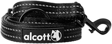 alcott Adjustable Leash with Reflective Stitching & Neoprene Padding, Large, Black