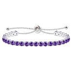 Uloveido Purple Cubic Zirconia Adjustable Bolo Clasp Tennis Bracelet for Girls Women Birthday Bracelet Gift Y4043