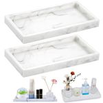 XINSUO® 2 Pieces Trays for Cosmetics Rectangular,Shatterproof Bathroom Tray,Vanity Tray,For Fabric Candles,Towels,Small Cosmetics(20 x 10 cm,Marble white)