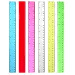 Plastic Ruler Set, 6 Pcs Plastic Transparent Ruler, Transparent Straight Rulers for Student, School, Office and Home (6 Color)