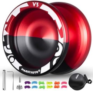 MAGICYOYO V3 Professional Responsive Yoyo, Metal Yoyo for Beginners Kids Aluminium Alloy Yoyo with KK Bearing + Bearing Removal Tool + Axle + Storage Bag + 12 Yoyo Strings (Black-and-Red)