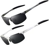 RONSOU Men's Sport Al-Mg Polarized Sunglasses, Unbreakable for Driving, Cycling, Fishing, Golf, Gray Frame Gray Lens