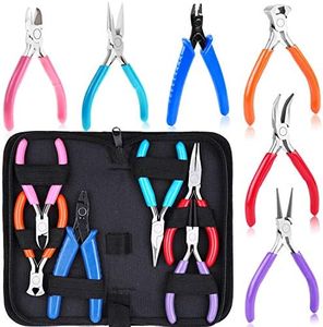 Jewelry Pliers, Acejoz 6pcs Jewelry Making Tools Kit Includs Needle Round Nose Pliers, Wire Cutters, Crimping Pliers, Bent Nose Pliers, End Nippers for Beading Craft