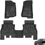 Floor Mats for Jeep Wrangler JL 2025-2018 Unlimited 4 Door Only(Non JK or 4XE), Custom Fit for TPE All Weather Wrangler JL Floor Liners, Automotive 1st & 2nd Row Car Mats Interior Accessories, Black