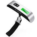 Blendura Luggage Scale, Digital Portable Luggage Weight Scale 110 lb/ 50KG, Hanging Suitcase Weigher for Travel, Suitcase Scale with Temperature Measurement Function Capacity Silver