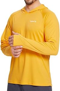 BALEAF Men's Sun Protection Hoodie Shirt UPF 50+ Long Sleeve UV SPF T-Shirts Rash Guard Fishing Swimming Lightweight Marigold S