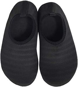 BomKinta Kids Water Shoes Boys Girls Quick Dry Non-Slip Aqua Socks for Beach Swimming Pool Black Size 1-2 M US Little Kid