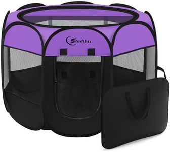 Large Dog Playpen, Puppy Pet Playpen Indoor, Dogs Tent Crates Cage Indoor/Outdoor, Portable Pop Up Dog Kennel Playpen with Carrying Case for Dogs/Cats/Rabbits, Removable Zipper Top, Purple