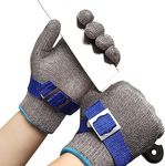 ANSI A9 Cut Resistant Glove, Food Grade Stainless Steel wire Mesh Metal Gloves, Knife Cutting Gloves for kitchen Mandoline Slicing Butcher Meat Cutting Oyster Shucking Fish Fillet（L, 50pairs）
