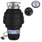 Waste Maid 10-US-WM-658-3B Garbage Disposal Anti-Jam Stainless Steel Food Waste Grinding System, 1-1/4 HP Premium, Black