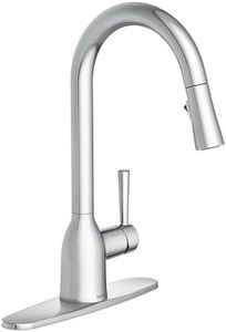 Moen Adler Chrome One-Handle High Arc Kitchen Sink Faucet with Power Clean, Modern Kitchen Faucet with Pull Down Sprayer, 87233