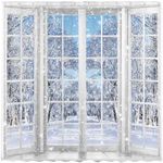 Allenjoy 72x72 inch Winter French Window Shower Curtain Set with 12 Hooks Beautiful Nature Snowy Scenery Bathroom Curtain Durable Waterproof Fabric Bathtub Sets Home Decor