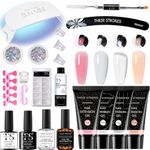 THR3E STROKES Poly Gel Nail Kit: PolyGel with Slip Solution Mini U V Nail Light Poly Nail Gel Kit for Beginners with Everything Extension ( MINIMUM 180S TO DRY) (JADE KIT)