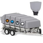 K-Musculo Pontoon Boat Cover, Waterproof 900D Pontoon Cover with Motor Cover,22-24 FT Canvas Boat Cover for Pontoon, Gray