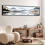 Painting Mantra Landscape Moutain & Lake View Large Canvas Painting Framed Panel Wall Art Print, Framed Luxury Paintings for Home Decoration,Living room, Bedroom & Office Décor (White, 13x47 Inch)