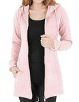 Vancavoo Hoodie Womens Long Hoodies Ladies Sweatshirts Casual Long Sleeves Zip Up Hoodie Plain Sweatshirt Plus Size Tops Shirt Pullover Warm Cardigans Autumn Jumper Jacket with Pockets(Pink,M)