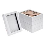 Nicola Spring 3D Shadow Box Photo Frames - 4 x 6 (10 x 15cm) - Pack of 5 - White 3D Photo Frame Picture Frame Box Small Portrait Display Case for Crafts, Keepsakes, Wedding, Graduation