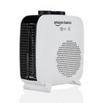 AmazonBasics Compact Portable Room Heater | 2000W | Corded Electric | Convection Heating with 2 Heat Settings | Indoor Use | Small | White PP Plastic