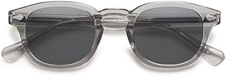 SOJOS Retro Small Round Sunglasses for Men Women Trendy Circle Style UV400 Lenses Unisex Sun Glasses SJ2251 with Crystal Grey Frame/Grey Lens