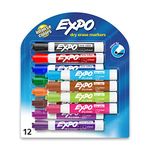 Expo Dry Erase Markers, Whiteboard Markers with Low Odour Ink, Chisel Tip, Assorted Colours, 12 Count