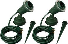 Woods Outdoor Floodlight Fixture with Stake (6-Feet Cord, 120V, Green) (2 Pack)