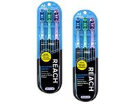 REACH Reach Advanced Design Medium Toothbrushes, Colors May Vary, 3 Count (Pack of 2) Total 6 Toothbrushes, 18087