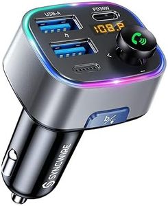 Syncwire Bluetooth 5.3 FM Transmitter Car Adapter 48W (PD 36W & 12W) [Light Switch] [Hi-Fi Deep Bass] [Fast Charge] Wireless Radio Music Adapter LED Display Hands-Free Calling Support USB Drive