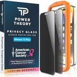 Power Theory compatible with iPhone 15 Plus Privacy Screen Protector Tempered Glass Anti Spy Protection, [Benefits American Cancer Society], 9H Hardness, Easy Install Kit, Case Friendly, 2 Pack