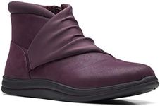 Clarks Women's Breeze Dusk Ankle Boot, Burgundy Textile, 7.5 US