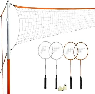 Franklin Sports Badminton Set - Backyard Badminton Net Set - Rackets and Birdies included - Backyard or Beach Badminton Set - Starter Set, One Size