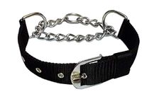 SR VISION Dog Choke Collar Nylon Half Chain Collar Half Choker Stainless Steel Adjustavle Dogs Collars (Black, Small .75 INCH)