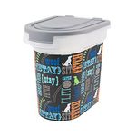 Paw Prints 37715 15 Pound Plastic Pet Food Bin, Wordplay Design, Includes Measured Scoop, 12.75 x 13.38 x 10.25