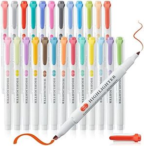 MAIKEDEPOT 25 Highlighters, Pastel Highlighter Assorted Colors Markers Dual Tip Real Mild Highlighter Markers Chisel and Fine Tips for Coloring, Underlining, Highlighting