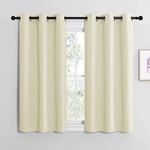 NICETOWN Kitchen Curtains for Decoration, Thermal Insulated Grommet Room Darkening Draperies/Panels for Laundry (Beige, 2 Panels, W42 x L50 inches)
