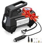 HAUSBELL Portable Air Compressor for Car Tires 2023 Upgraded Model, Handle up to 4 Tires at a Time, 12V DC Car Air Pump, 150 PSI with Emergency LED Light (Black)