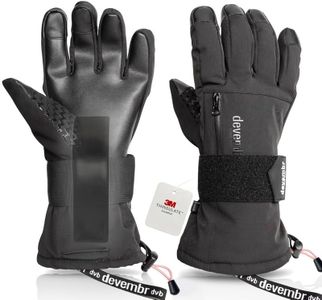 devembr Snowboarding Gloves with Wrist Guards, Ski Gloves Touchscreen, Black, XS