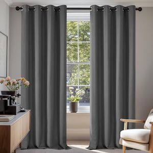 Deconovo Verdunkelungsvorhang Ösen Gardinen Schlafzimmer Ösenvorhang Blickdicht Wärmehaltung, 175x140 cm(HöhexBreite), Hellgrau, 2er Set