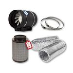 Gardens Corner Hydroponics Twin Speed Fan & Fox Carbon Filter Kit Set 4 5 6 8 10" + 5m Ducting (4" 2 Speed Fan - 100x200 Filter)